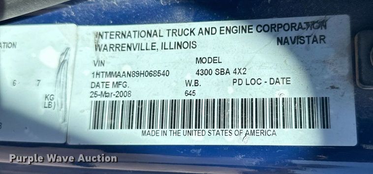 image for item NN9640 2009 International DuraStar 4300 dump truck
