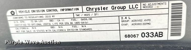 image for item NN9644 2010 Chrysler Sebring 