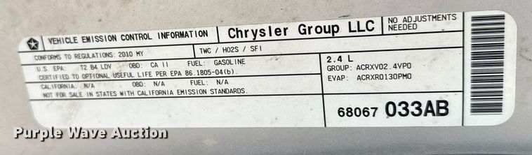 image for item NN9645 2010 Chrysler Sebring 