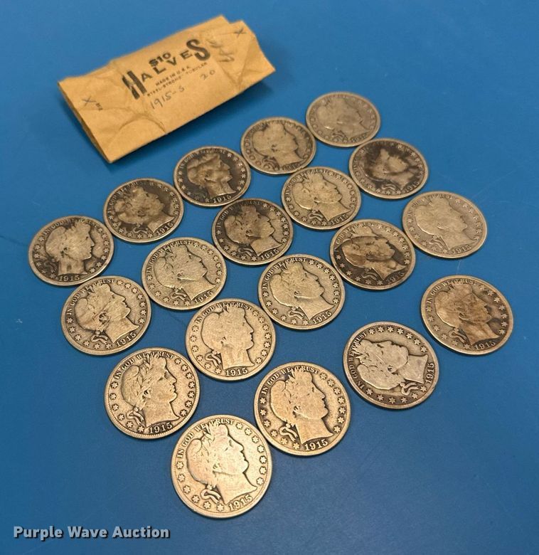 image for item NO9671 (19) 1915 Barber half dollar silver coins