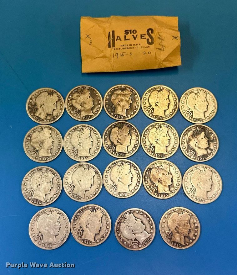 image for item NO9671 (19) 1915 Barber half dollar silver coins