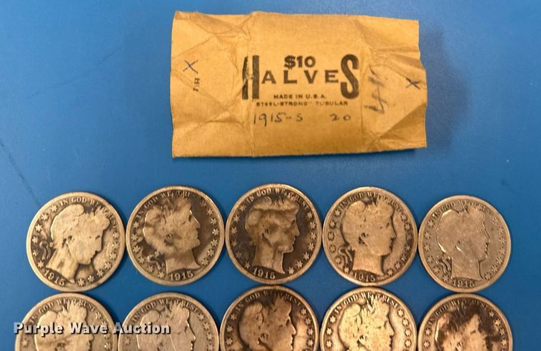 image for item NO9671 (19) 1915 Barber half dollar silver coins