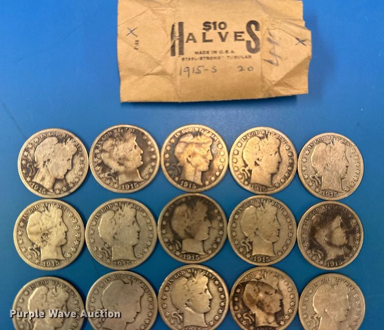 image for item NO9671 (19) 1915 Barber half dollar silver coins