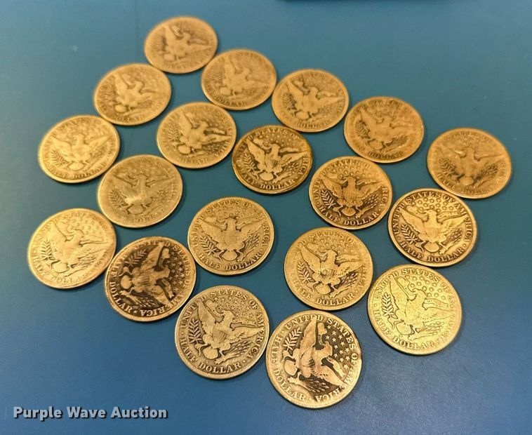 image for item NO9671 (19) 1915 Barber half dollar silver coins