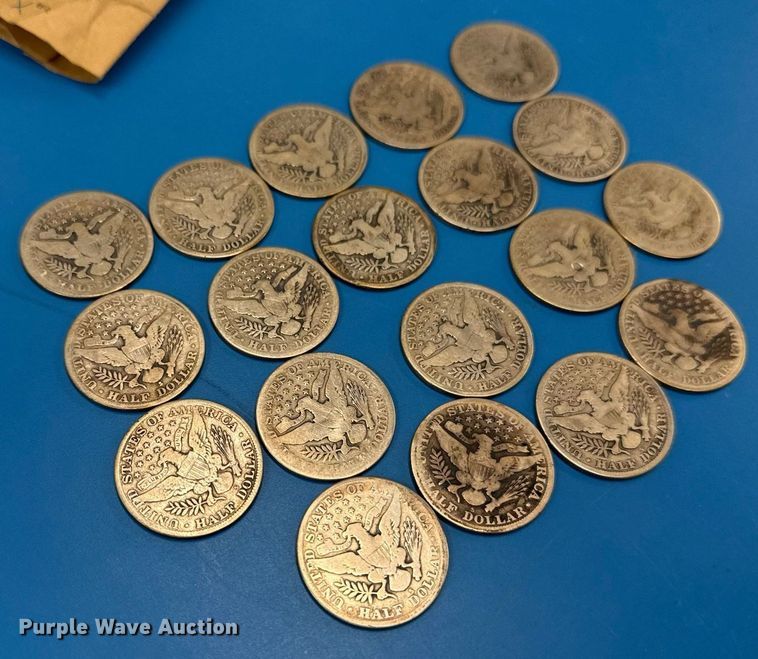 image for item NO9671 (19) 1915 Barber half dollar silver coins