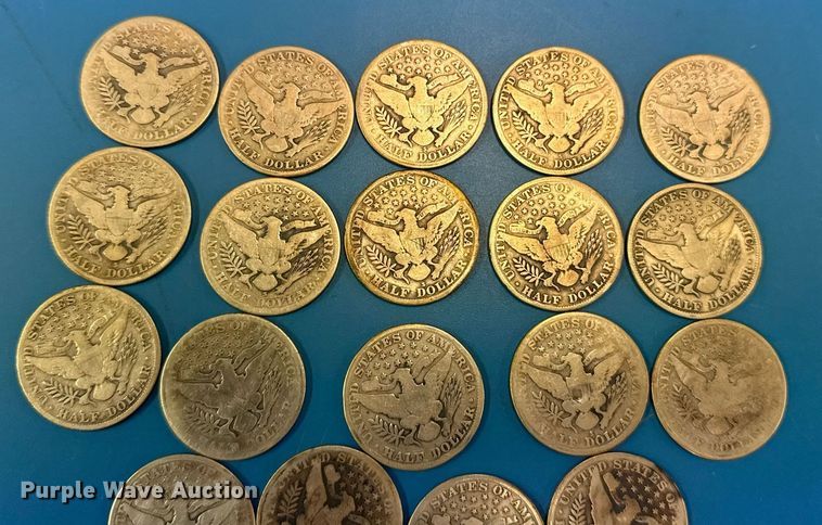 image for item NO9671 (19) 1915 Barber half dollar silver coins