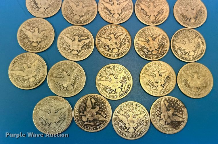 image for item NO9671 (19) 1915 Barber half dollar silver coins