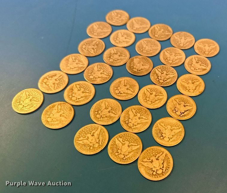 image for item NO9672 (30) 1909 Barber quarter dollar silver coins