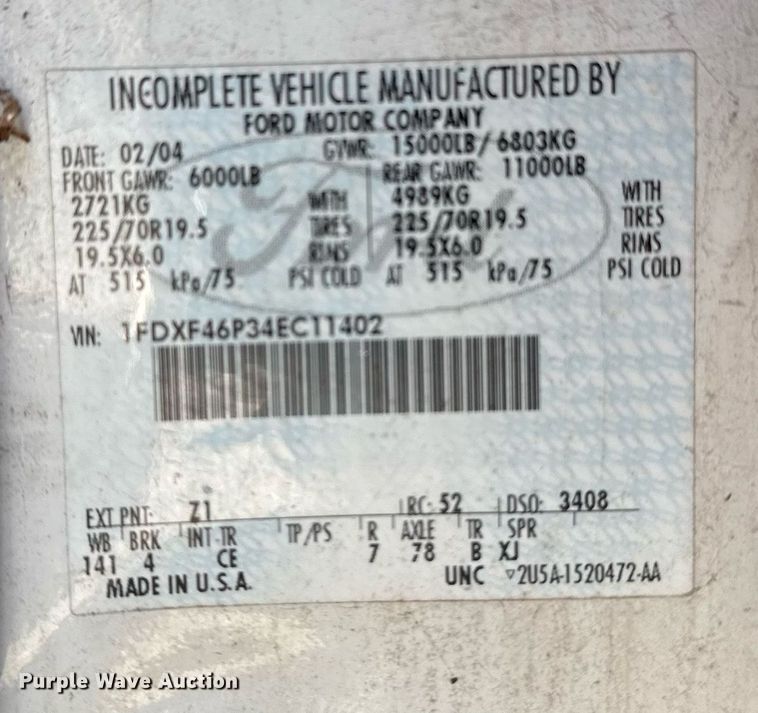 image for item NO9677 2004 Ford F450 Super Duty bucket truck