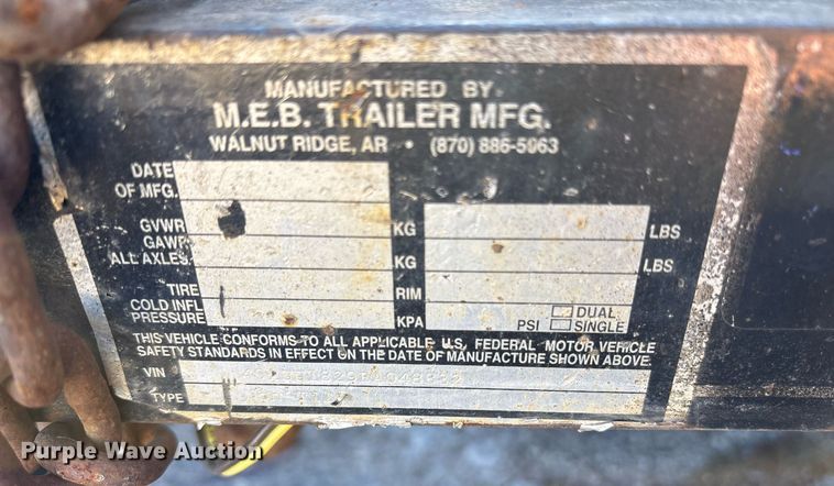 image for item NO9683 2011 MEB utility trailer