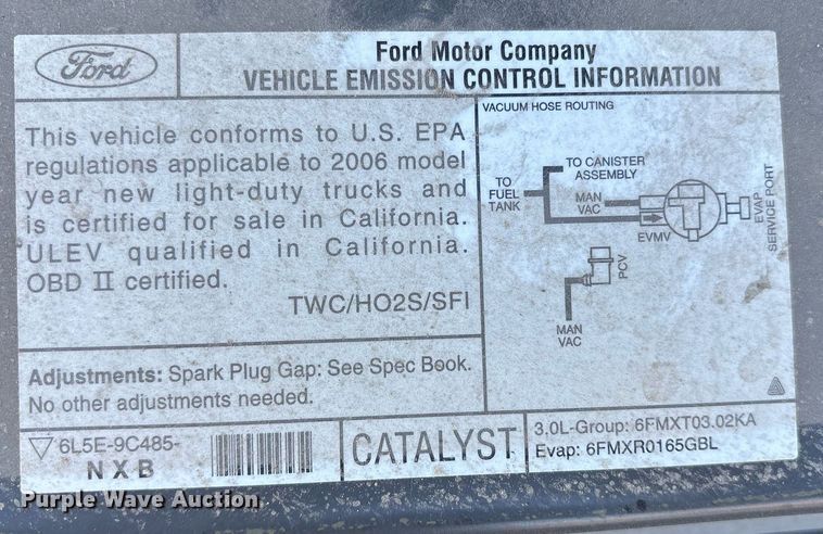image for item NO9686 2006 Ford Ranger SuperCab pickup truck