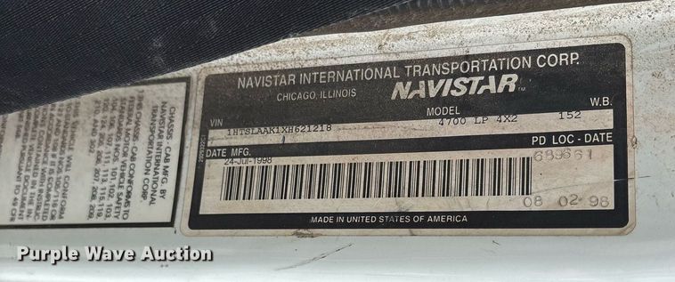 image for item NO9720 1999 International 4700 flatbed truck