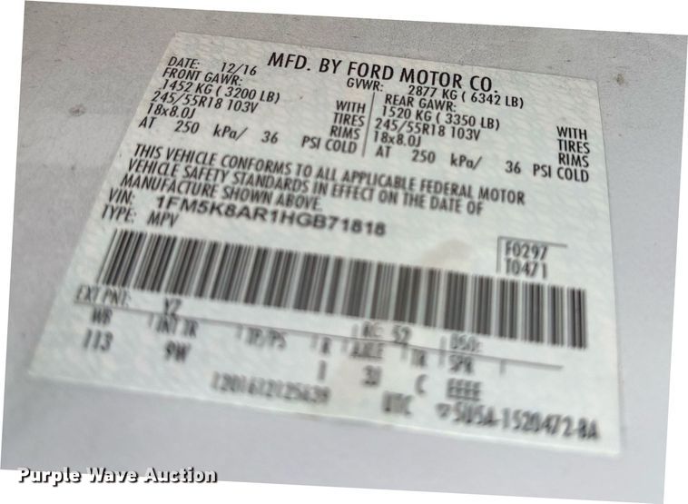 image for item NO9723 2017 Ford Explorer Police Interceptor SUV