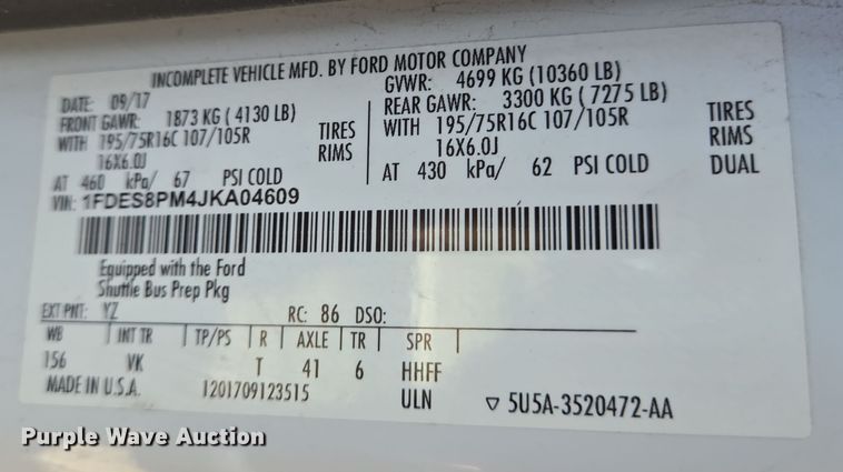 image for item NQ9197 2018 Ford Transit 350 shuttle bus