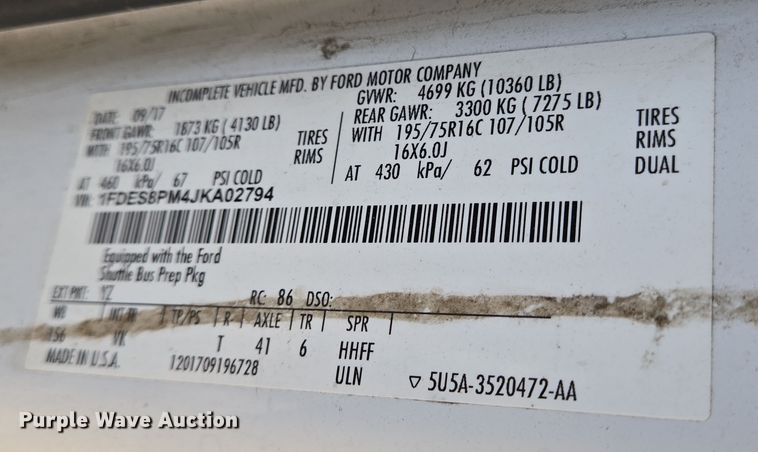 image for item NQ9198 2018 Glaval Ford Transit 350 shuttle bus