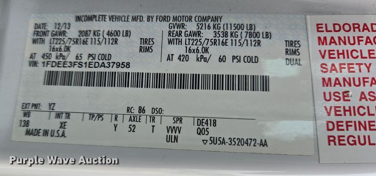 image for item NQ9200 2014 Eldorado Ford E350 shuttle bus