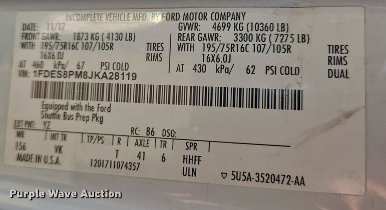 image for item NQ9205 2018 Glaval Transit 350 shuttle bus