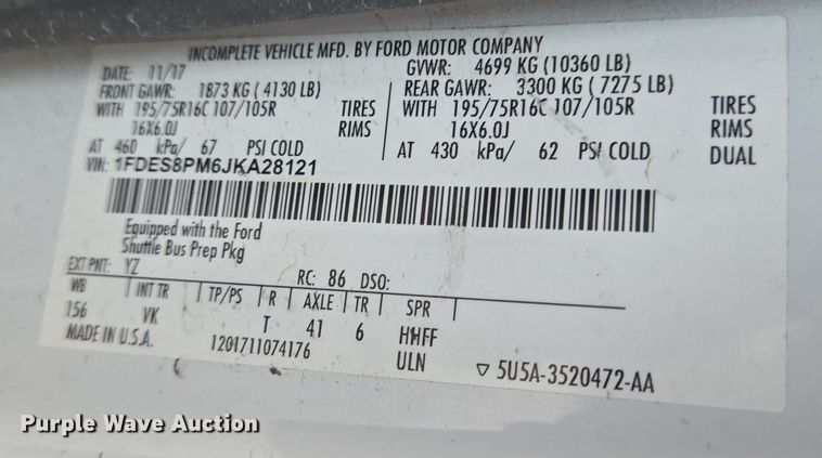 image for item NQ9207 2018 Glaval Ford Transit 350 shuttle bus