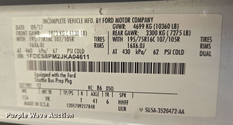 image for item NQ9209 2018 Glaval Ford Transit 350 shuttle bus