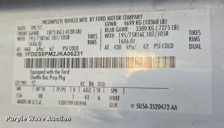 image for item NQ9211 2018 Glaval Ford Transit 350 shuttle bus