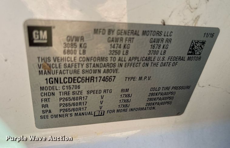 image for item OB9424 2017 Chevrolet Tahoe Police SUV