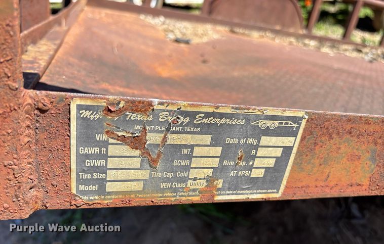 image for item OB9428 1994 Texas Bragg 6x8P utility trailer