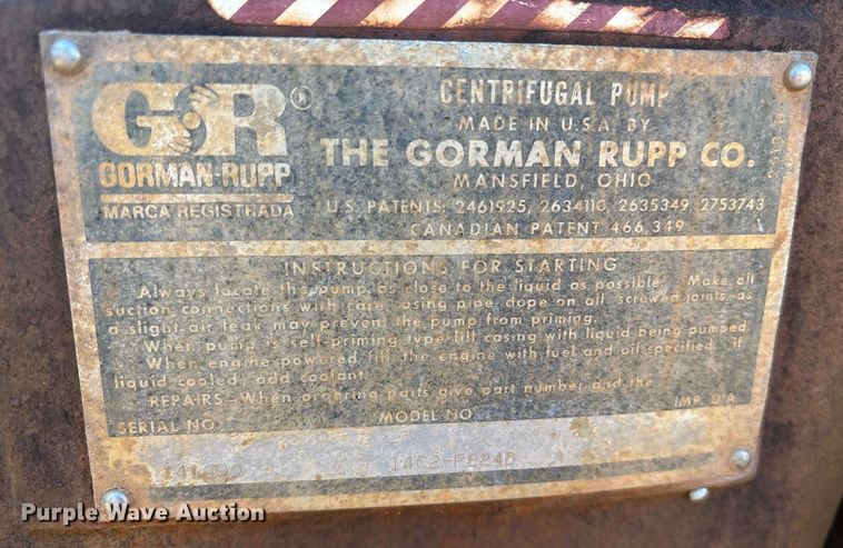 image for item OB9429 Gorman Rupp 14C2-F224D centrifugal pump