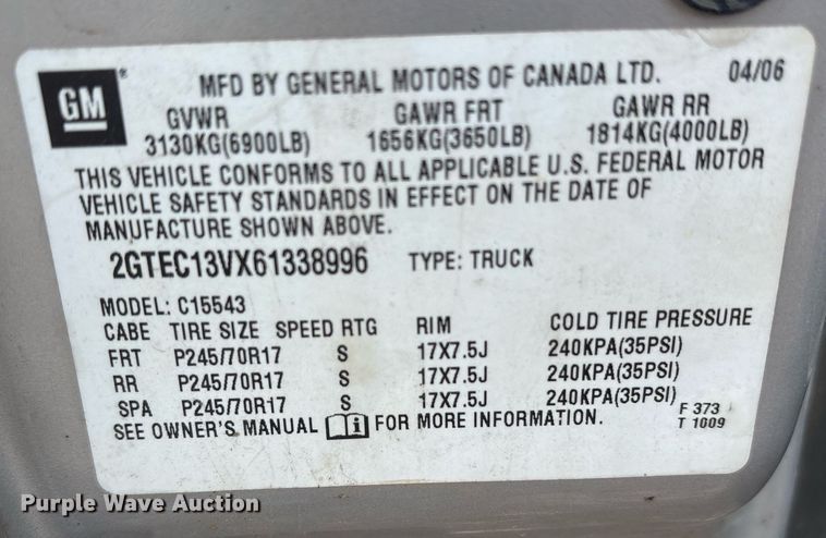 image for item OB9449 2006 GMC Sierra 1500 Crew Cab pickup truck