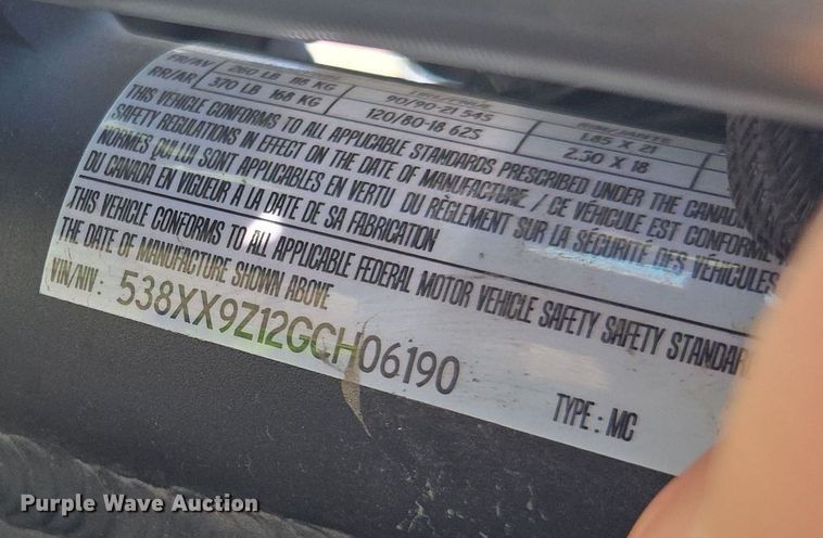 image for item YA0332 2016 Zero FX motorcycle