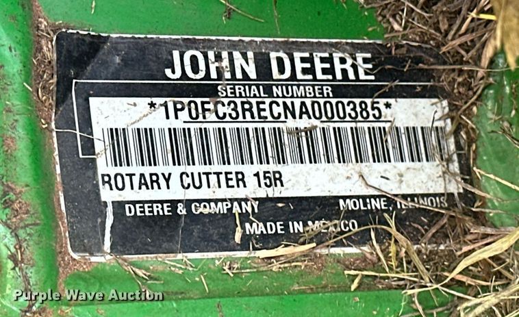 image for item DL1078 2022 John Deere FC15R batwing rotary mower