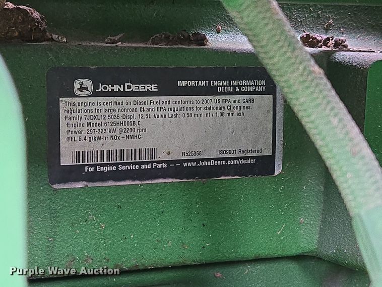 image for item DP6200 2007 John Deere 9860 STS RWA combine