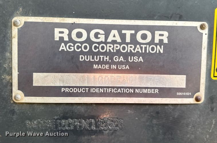 image for item DU3360 2012 Rogator RG1100 sprayer