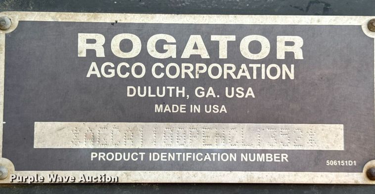 image for item DU3360 2012 Rogator RG1100 sprayer