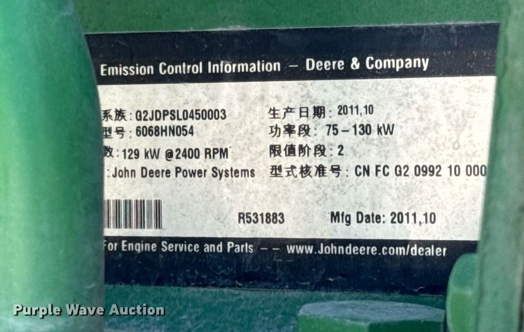 image for item DV1857 2012 John Deere 4630 sprayer