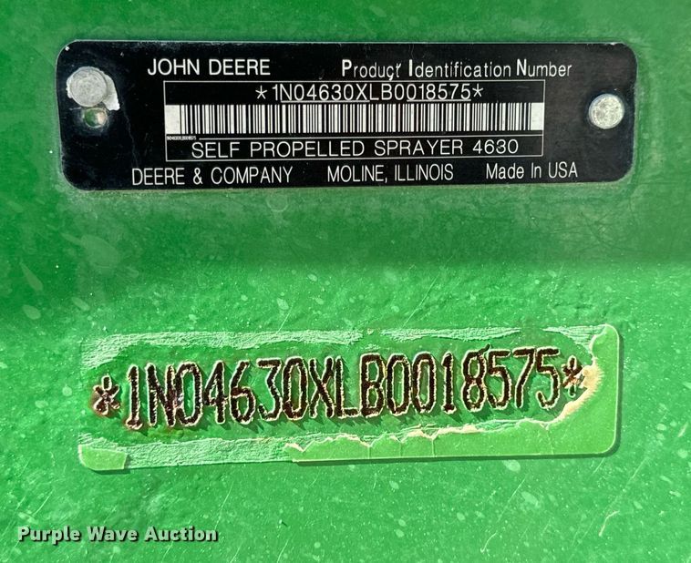 image for item DV1857 2012 John Deere 4630 sprayer