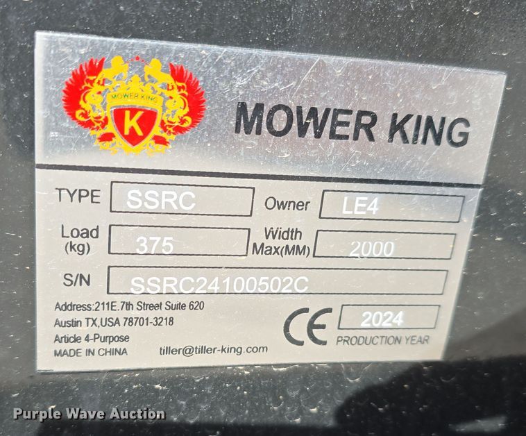 image for item EH8726 2024 Mower King SSRC skid steer rotary mower