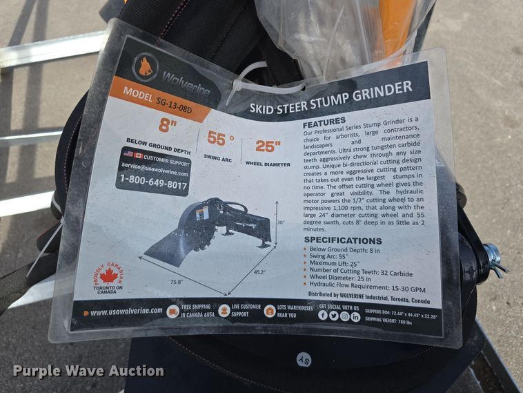 image for item EH8728 2024 Wolverine SG-13-08D skid steer stump grinder