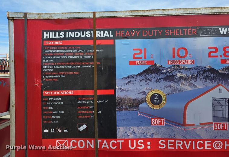 image for item EH8745 2024 Hills Industrial W50*L80*H26FT truss arch storage shelter 