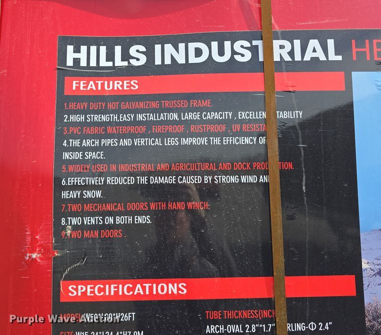 image for item EH8745 2024 Hills Industrial W50*L80*H26FT truss arch storage shelter 