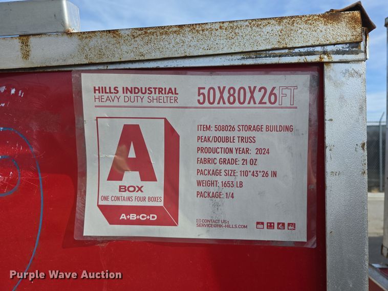 image for item EH8745 2024 Hills Industrial W50*L80*H26FT truss arch storage shelter 