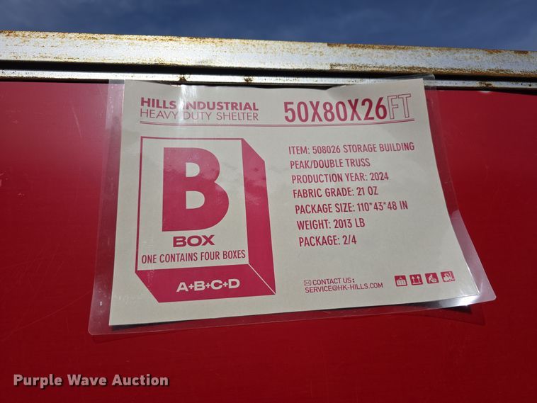 image for item EH8745 2024 Hills Industrial W50*L80*H26FT truss arch storage shelter 