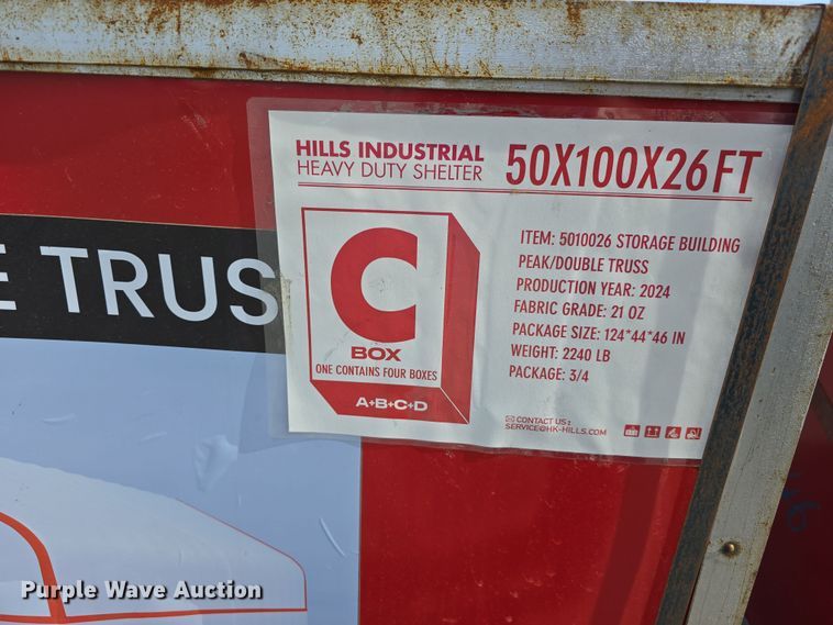 image for item EH8745 2024 Hills Industrial W50*L80*H26FT truss arch storage shelter 