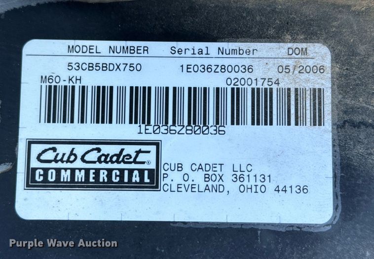 image for item EJ3515 2006 Cub Cadet M60–KH ZTR lawn mower