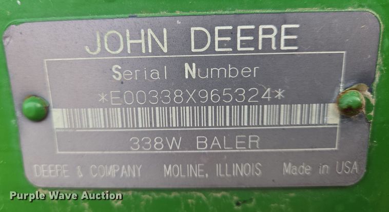 image for item EN8699 1994 John Deere 338 small square baler