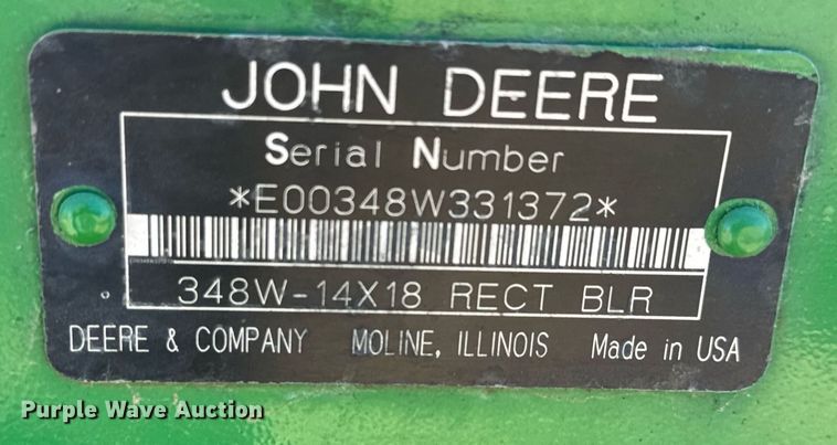 image for item EQ1120 2007 John Deere 348W small square baler