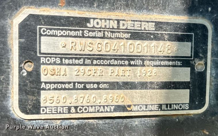 image for item EQ1123 1989 John Deere 8760 4WD tractor