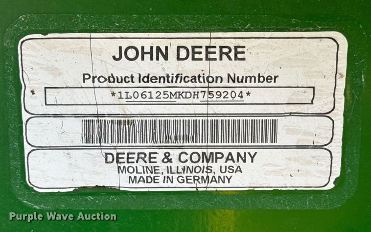 image for item EQ1127 2013 John Deere 6125M MFWD tractor