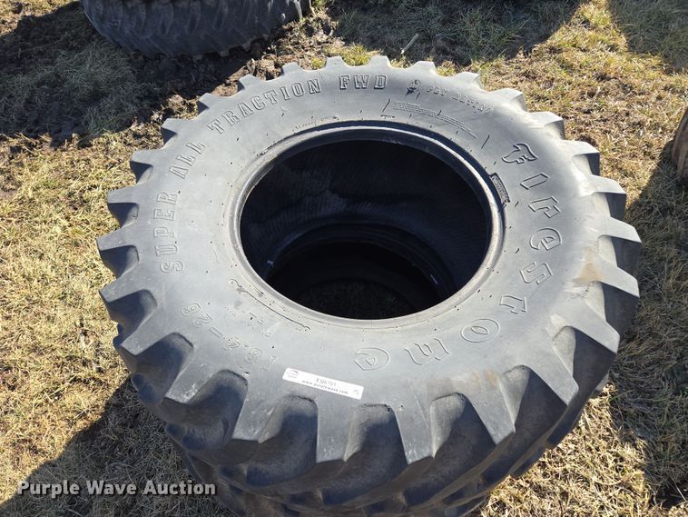 image for item EQ6701 (2) Firestone Super All Traction FWD 18.4-26 tires