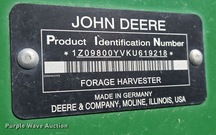 image for item YA0355 2019 John Deere 9800i forage harvester