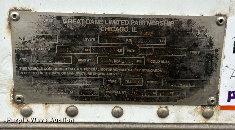 image for item DV1833 2007 Great Dane 7411T-SSLA dry van trailer